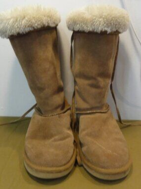 DISC LAMO WOMENS LOOKOUT SNOW MOCCASIN MUKLUKS FUR LINED BOOTS SIZE 7 LD 7356